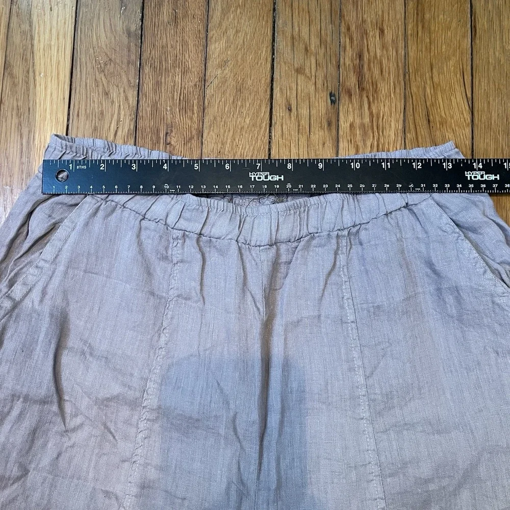 Match Point USA Small Linen Wide Leg Pants Lagenlook Elastic Waist Oversized EUC